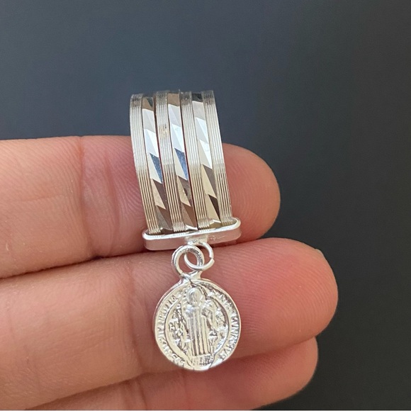 7 Stack Ring 925 Sterling Silver Saint Benedict Anillo Semanario Handmade Mexico - Picture 5 of 11